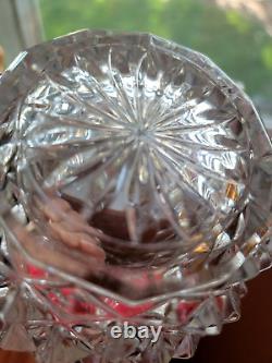 Art Deco 1950s Val St Lambert Belgium Diamond Cut Crystal Glass 7 Vase Signed