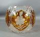 Art Deco Bohemian Amber Cut To Clear Crystal Glass Round Ball Vase Bowl Flowers