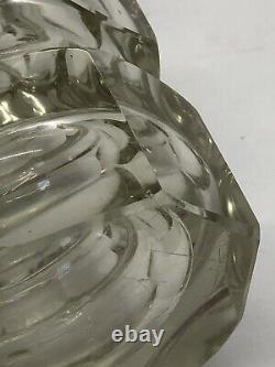 Art Deco Crystal Clear Cut Glass Vase by Moser Czech Bohemian Faceted