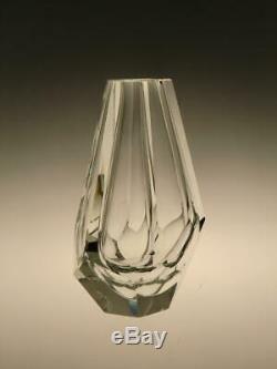 Art Deco Crystal Clear Cut to Facet Glass Vase Hoffmann Faceted Bohemian Decor