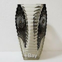 Art Deco Czech Modernist Bohemian Cut Crystal Glass Vase Probably Karl Palda