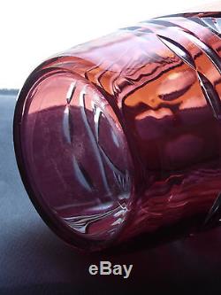 Art Deco Ruby Red Cranberry Cut To Clear Crystal Vase Cristal Nancy Cn 1925