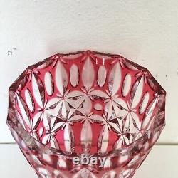 Art Deco cranberry crystal cut glass vase Bohemian glass vase antique vase