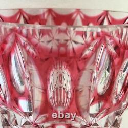 Art Deco cranberry crystal cut glass vase Bohemian glass vase antique vase
