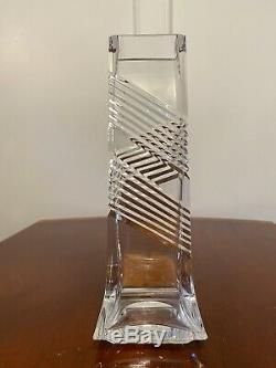 Authentic Signed ST LOUIS CRYSTAL 10 Tall Square Modern Cut Flower Vase