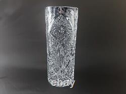 Authentic Vintage Singing Crystal Cylinder Vase, Hand Carved Russian Masterpiece