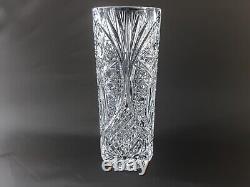 Authentic Vintage Singing Crystal Cylinder Vase, Hand Carved Russian Masterpiece