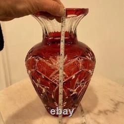 Avitra cobalt red cut crystal vase
