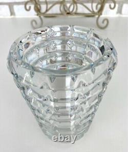 BACCARAT Eye Square Vase Square S Crystal Clear Glass Horizontal Cut Flower Vase