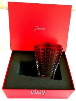 BACCARAT FRANCE LARGE 9.25OVAL EYE VASE in CUT RED CRYSTAL with ORIGINAL BOX