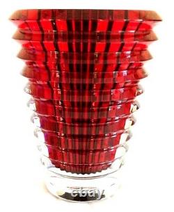 BACCARAT FRANCE LARGE 9.25OVAL EYE VASE in CUT RED CRYSTAL with ORIGINAL BOX