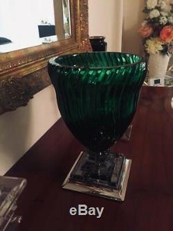 BALDI Fume Green Joy Cut Ghianda Vase 28x19cm (brand new)