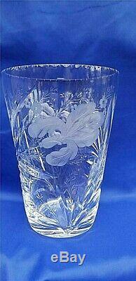 BEAUTIFUL HAWKES Steuben Crystal Cut Glass IRIS Bouquet VASE INTAGLIO CUT