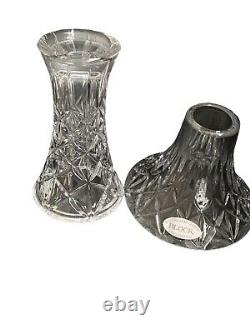 BLOCK Lead Crystal Fairy Lamp Vase Vintage Criss Cross Pattern