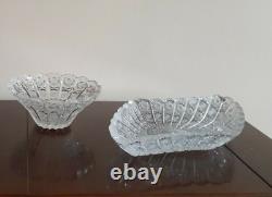 BOHEMIAN CRYSTAL HAND CUT QUEEN'S LACE VASE BOWL 17 x 10 24% PbO-RARE VINTAGE