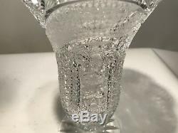 BRILLIANT VASE CUT GLASS CRYSTAL LARGE HEAVY INTRICATE PATTERNS 10 Tall
