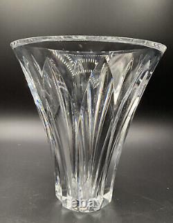 Baccarat Brigitte Crystal Large Vase 9.75 France Signed Vertical Cut Flared
