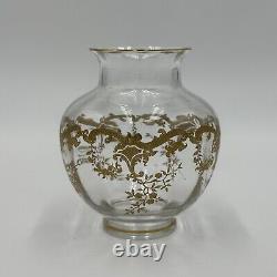 Baccarat Crystal Bud Vase Louis XV Pattern Enhanced with Fine Gold Heavy Decor