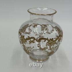 Baccarat Crystal Bud Vase Louis XV Pattern Enhanced with Fine Gold Heavy Decor