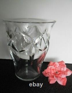Baccarat Crystal Floral Flower Vase X-Cross Cuts France
