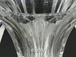 Baccarat Crystal Vase Vertical Cuts Beveled Rim 10 France Very Heavy As-Is
