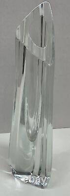 Baccarat France Crystal Clear Rose Bud Vase Triangular Cut 13 Tall