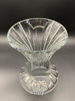 Baccarat Marine Crystal Large Flared Vase 10.5 France Signed Vertical Cut