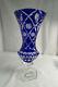 Beautiful 13.5 Cobalt Cut To Clear Lead Crystal Vase By Cci Gdr Germany 1r3