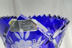 Beautiful 13.5 Cobalt Cut to Clear Lead Crystal Vase by CCI GDR Germany 1R3
