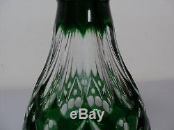 Beautiful Antique Emerald Green Cut-to-clear 10 Crystal Vase