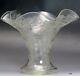 Beautiful Antique Intaglio Cut Crystal Glass Trumpet Vase W Fruit Design