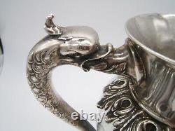 Beautiful Antique Sterling Silver & Cut Crystal Vase Dolphin Handles As Is