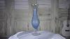 Beautiful Blue Glasswith Handmade Ornament Vintage Crystal Vase Vase Old Unused Home Essentials