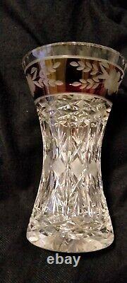 Beautiful Bohemia Crystal Cut Vase 8h Made In Czech Republic With Worn Box