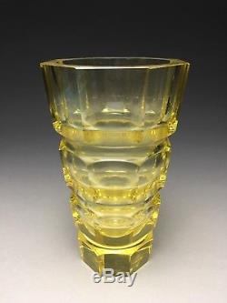 Beautiful Bohemian Hoffmann Design Cut Crystal Art Glass Vase