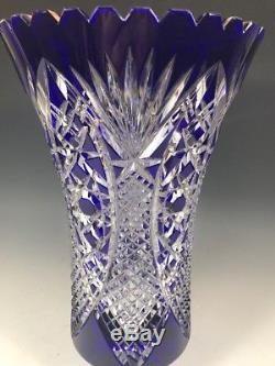 Beautiful Cobalt blue Cut to clear crystal Vase