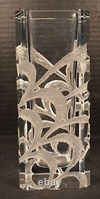 Beautiful Contemporary Glass Cut/Sandblasted Crystal Vase