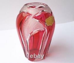 Beautiful Crystal Glass Vase Kk ZWIESEL Original Tag Hand Cut Um 1960 L839