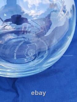 Beautiful Cut Crystal Glass Etched Round Globe Sphere Globe Bowl
