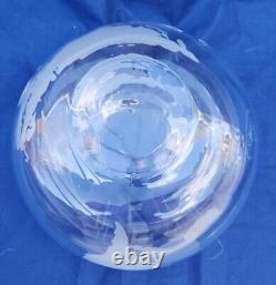 Beautiful Cut Crystal Glass Etched Round Globe Sphere Globe Bowl
