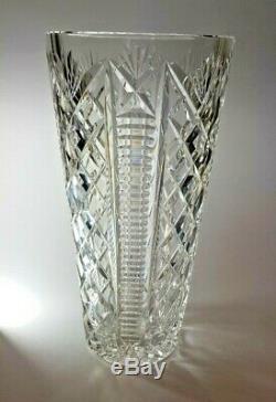 Beautiful Cut Crystal Heavy Waterford Clare Flower Vase 10 Tall
