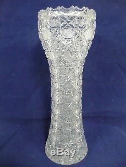 Beautiful Early American Brilliant Monumental 16 Cut Glass Vase