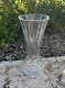 Beautiful Heavy Lead Crystal Criss-cross Diamond Cut Glass Flared Vase 14