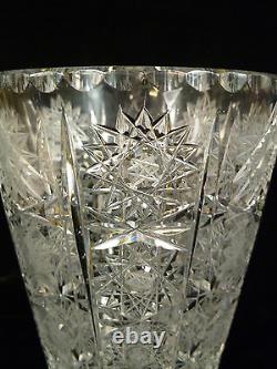 Beautiful Vintage Bohemian Czech Queens Lace Cut Crystal Vase