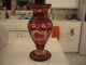 Beautiful Vintage Bohemian Ruby Red Cut Crystal To Clear Large Tall Vase