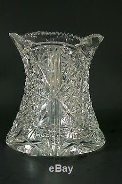 Beautiful Vintage Cut Crystal Glass Vase Artist Signed
