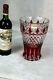 Belgian Val Saint Lambert Doulble Crystal Red To Clear Cut Vase Signed