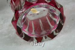 Belgian Val saint lambert doulble crystal red to clear cut Vase signed