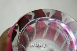 Belgian Val saint lambert doulble crystal red to clear cut Vase signed
