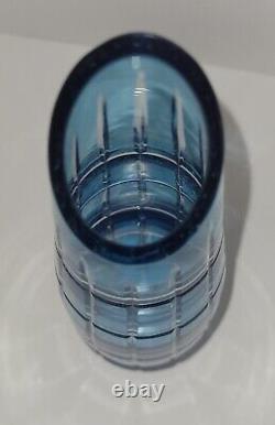 Blue Cut to Clear Crystal Vase 1386